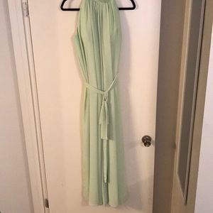 Floor Length Sheath Light Green Chiffon Dress